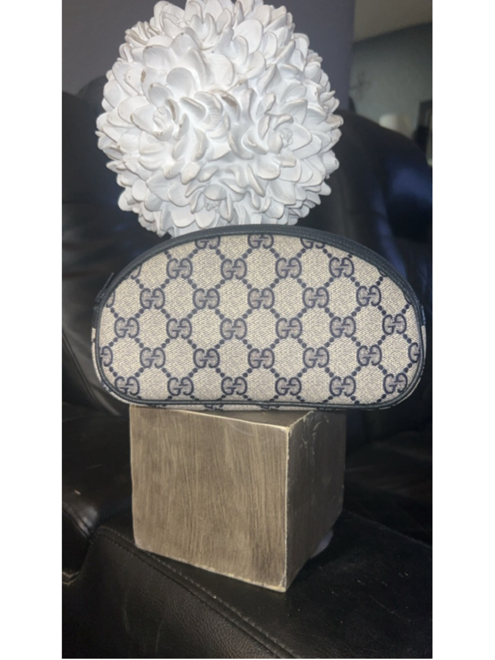 Women's Gucci Cosmetic Bag One Size Beige Navy - Picture 2 of 5